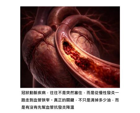 從慢性發炎開始；冠狀動脈疾病及心肌梗塞，不是只看膽固醇，而是看整個分子失衡的過程