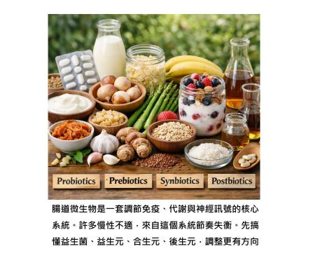 看懂 益生菌、益生元、合生元、後生元   為什麼「腸道微生物群」成了現代醫學的核心系統