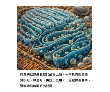 腎臟功能異常 常常是細胞裡的蛋白質加工廠「內質網」罷工了