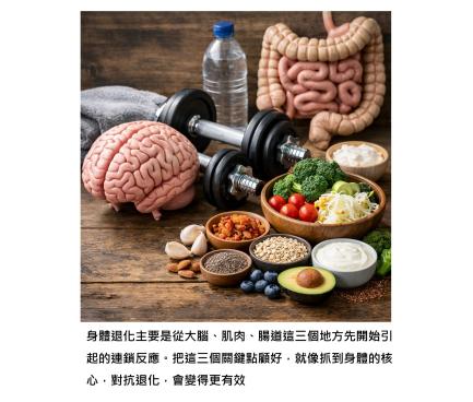 身體不是一起老的 - 大腦、肌肉、腸道先變，顧好這三個地方，就等於抓到抗老的核心