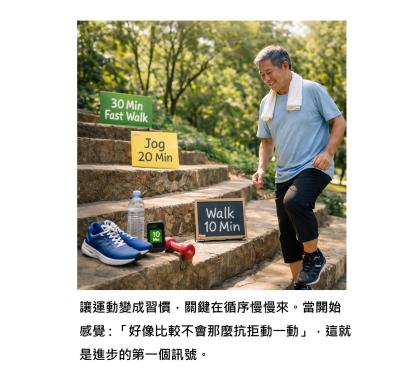 「漸進式任務」讓運動真的變成習慣的關鍵 - 慢慢來，身體反而跟得上