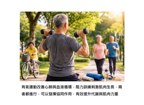 讓肌肉慢慢回來 - 研究發現「有氧運動 + 阻力訓練」的組合，是改善肌少症的關鍵